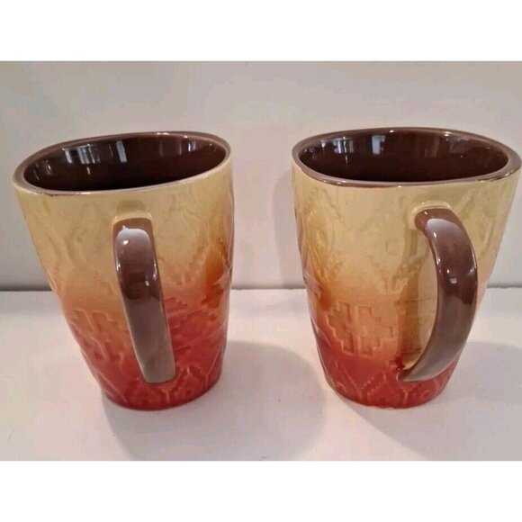 Southwest Fall Mug Red Yellow Brown Orange Ceramic Better Homes 2 Lot - Picture 10 of 14